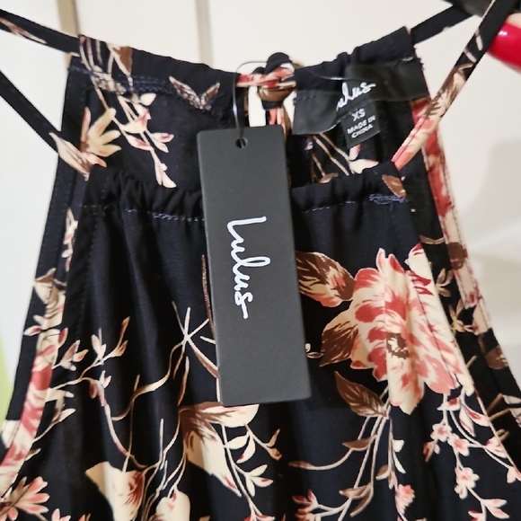 Lulu's Black and Pink Floral Backless Dress - Picture 3 of 7